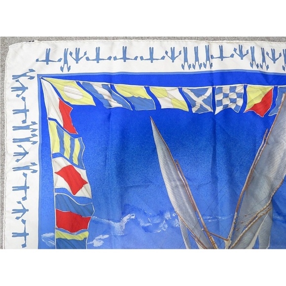 Hermès Blue and Yellow Silk Scarf - Picture 4 of 12